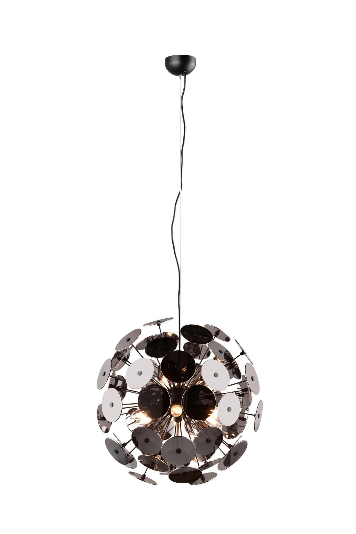Pendelleuchte Discalgo in Schwarz/Chom max. 40 Watt - Chromfarben/Schwarz, Design, Glas/Metall (54/150cm) - Trio Leuchten