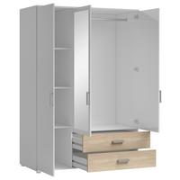 Omara S Klasičnimi Vrati Ivar, Bela, Barva Hrasta - bela/barve aluminija, Moderno, umetna masa/leseni material (125/190/51cm) - MID.YOU