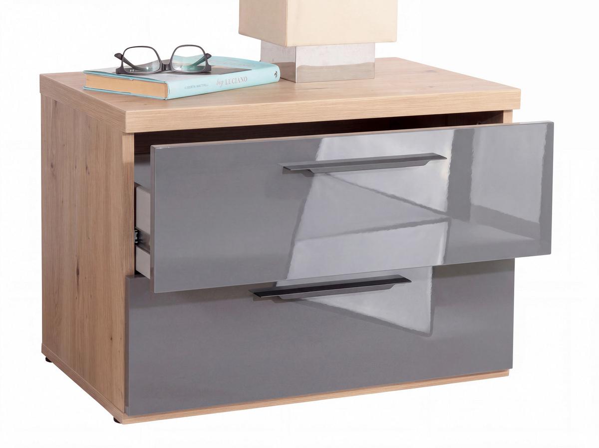 Noćni Stočić Sposami - siva visoki sjaj/crna, Moderno, metal/pločasti materijal (60/44/40cm) - Premium Living