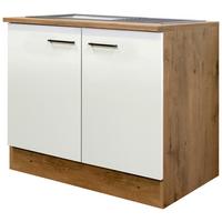 Spülenunterschrank Avila Eichefarben/Magnolie - Eichefarben/Magnolie, KONVENTIONELL, Holzwerkstoff/Metall (100/85/57cm) - FlexWell