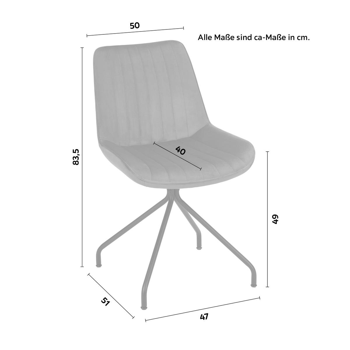 Stuhl aus Samt in Rot - Rot/Schwarz, Modern, Textil/Metall (50/83,5/51cm) - Mömax