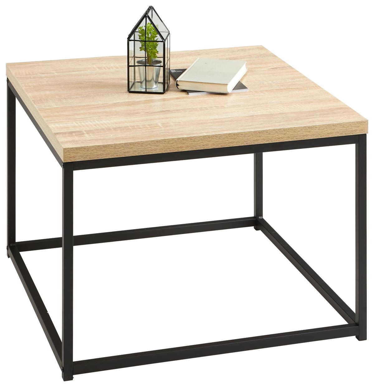 STOLIK KAWOWY MASSA - czarny/kolor dębu sonoma, Lifestyle, materiał drewnopochodny/metal (70/70/48cm) - MID.YOU