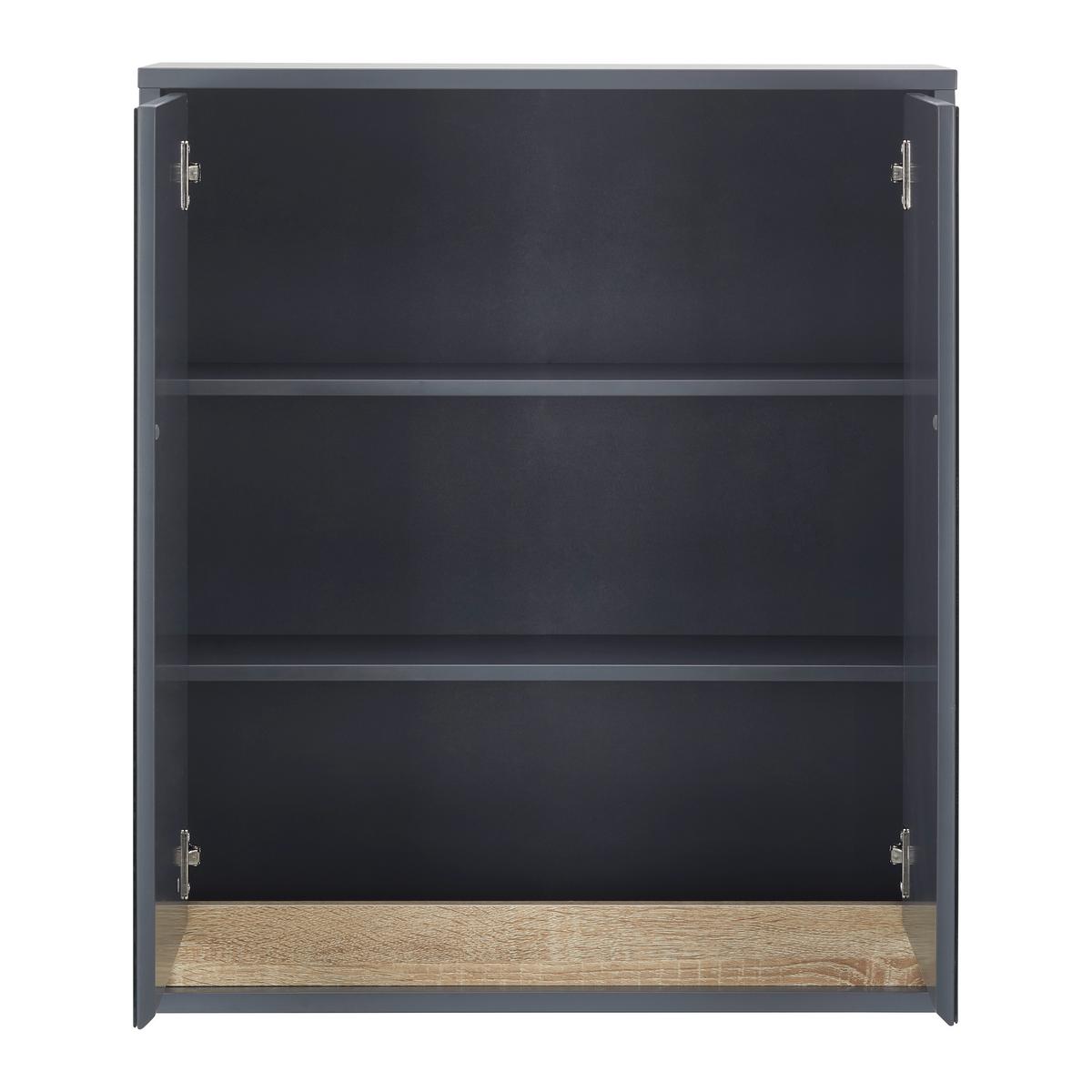 Faliszekrény Tükörrel Massimo - ezüst/sötétszürke, Modern, Üveg (60/70/18cm) - Bessagi Home