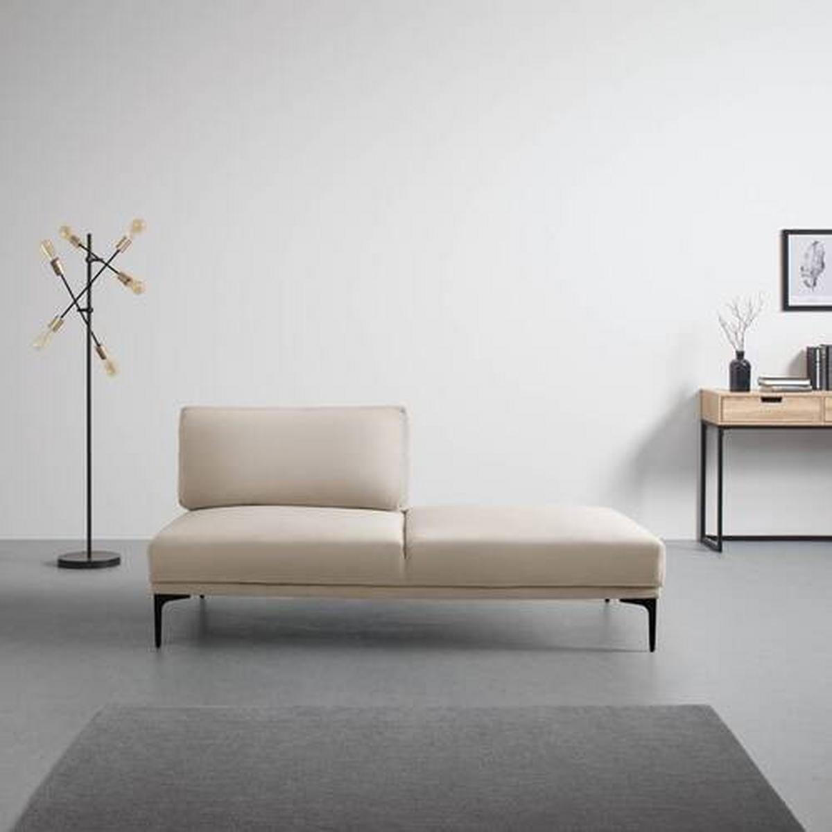 Sofa Tessa Beige Samt - Beige/Schwarz, MODERN, Textil/Metall (180,5/82,5/88,5cm) - Bessagi Home