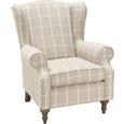 Ohrensessel Beige - Beige/Grau, ROMANTIK / LANDHAUS, Holz/Textil (83/102/87cm) - Zandiara