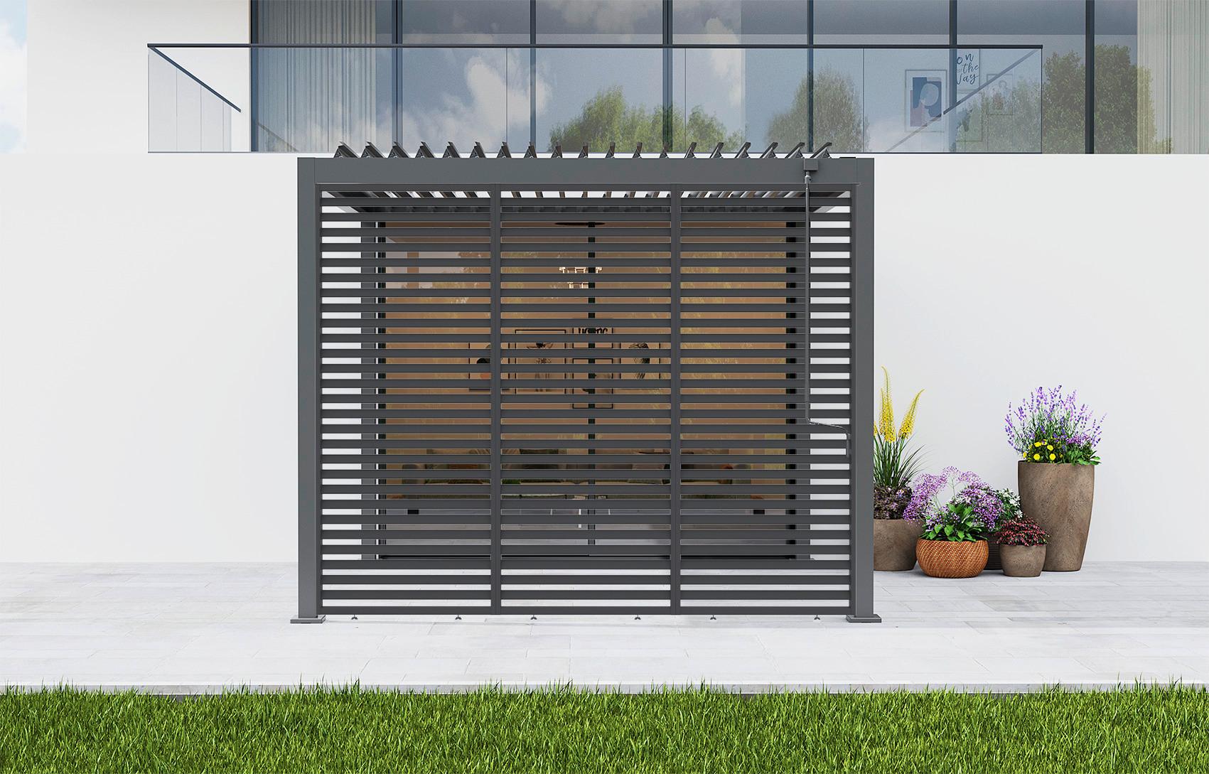 Pergola-Seitenteil Origin Lamellen Anthrazit - Anthrazit, Basics, Metall (92,7/225,8/5cm) - Gardenson