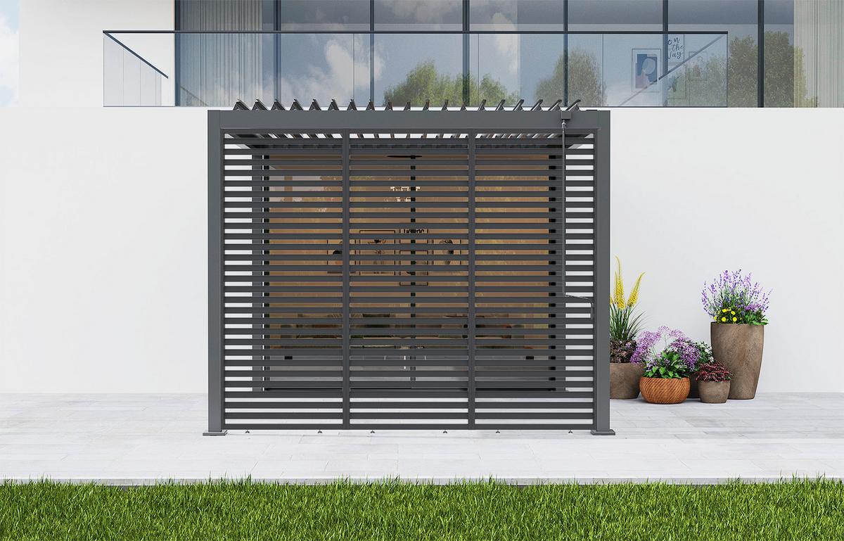 Pergola-Seitenteil Origin Lamellen Anthrazit - Anthrazit, Basics, Metall (92,7/225,8/5cm) - Gardenson