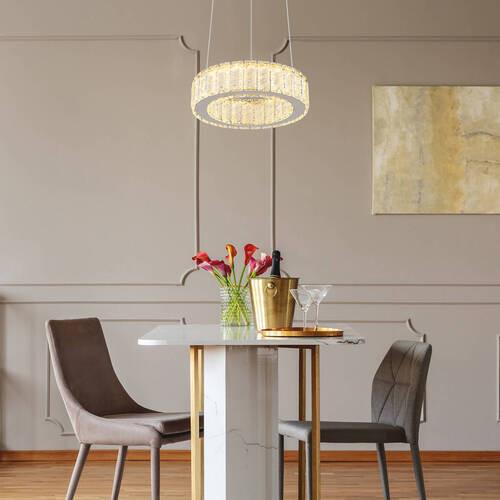 LED-Hängeleuchte Mucky Chromfarben max. 30 Watt - Klar/Chromfarben, KONVENTIONELL, Glas/Kunststoff (30/120cm) - Globo