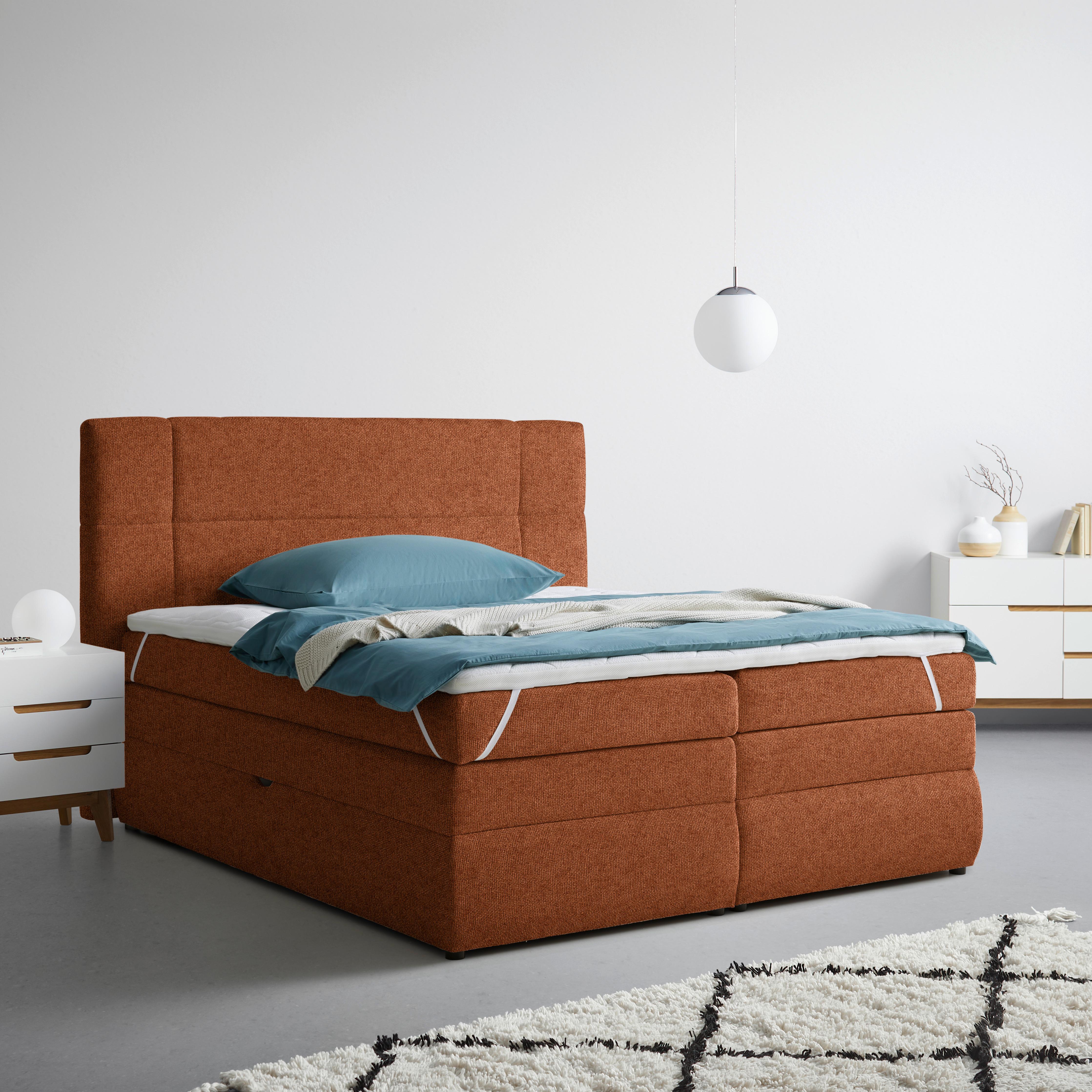 Boxspringbett Palace Terracotta ca. 180x200cm - Terracotta, KONVENTIONELL, Kunststoff/Textil (180/200cm) - Premium Living