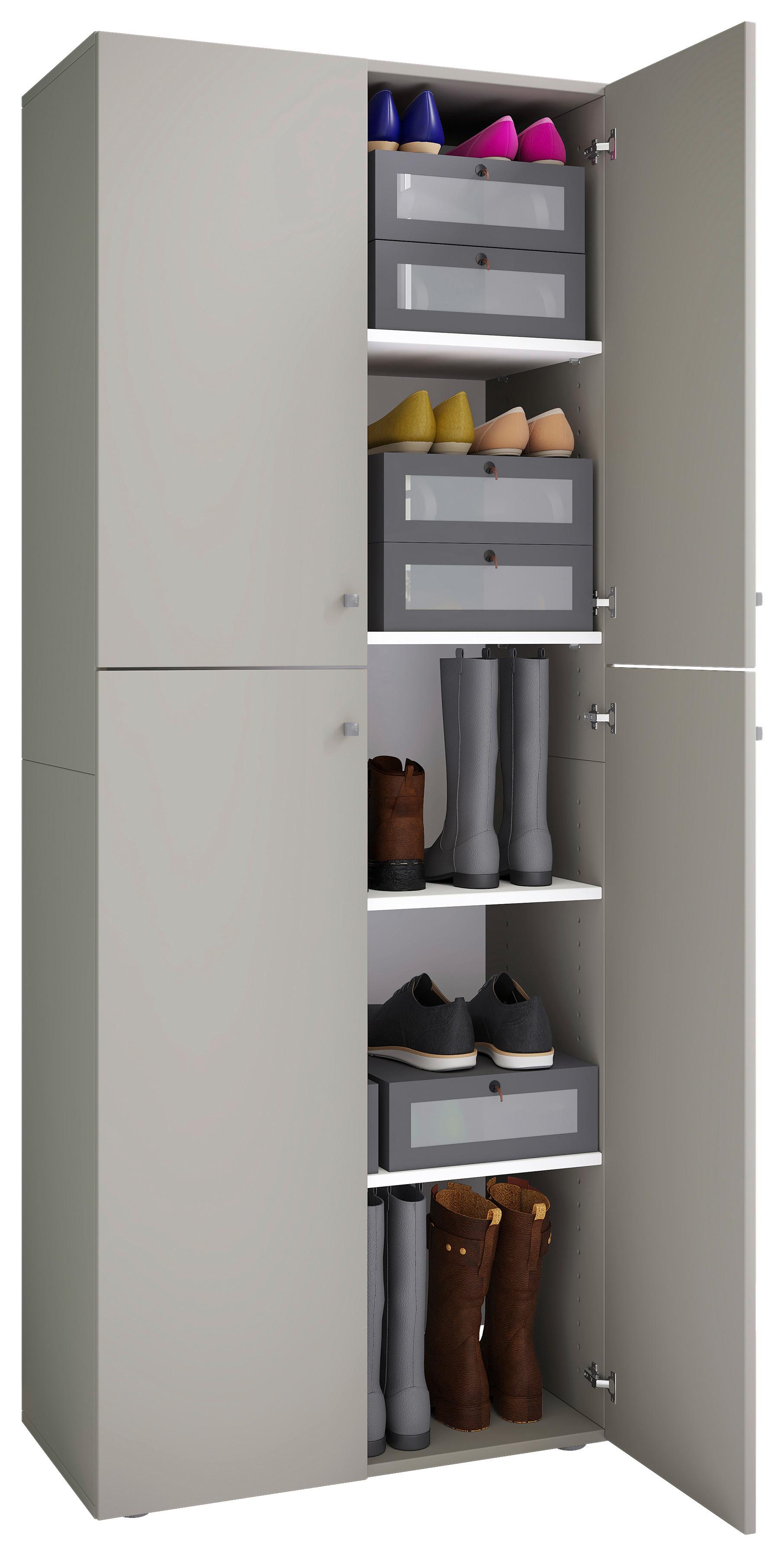 Schuhschrank Lona ca.70x182x37cm Grau - Silberfarben/Schwarz, KONVENTIONELL, Holzwerkstoff/Kunststoff (70/182/37cm) - MID.YOU