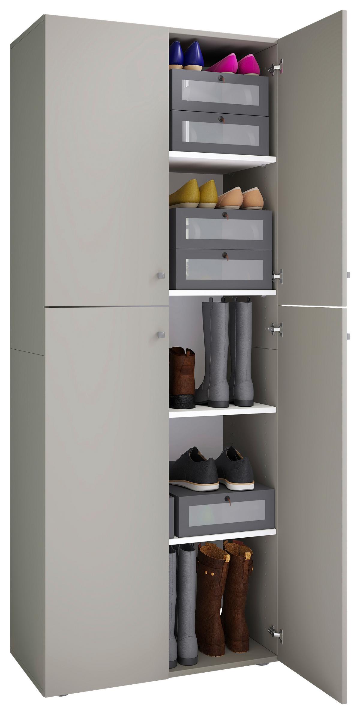 Schuhschrank Lona ca.70x182x37cm Grau - Silberfarben/Schwarz, KONVENTIONELL, Holzwerkstoff/Kunststoff (70/182/37cm) - MID.YOU