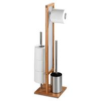 KOMPLET DO WC RIVALTA -SB- - biały/kolor chromowy, Basics, tworzywo sztuczne/drewno (23/70/18cm) - Wenko