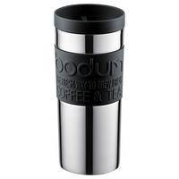 Thermobecher Bodum Travel Mug Schwarz/Silberfarben ca. 35l - Silberfarben/Schwarz, KONVENTIONELL, Metall (9/19cm) - Bodum