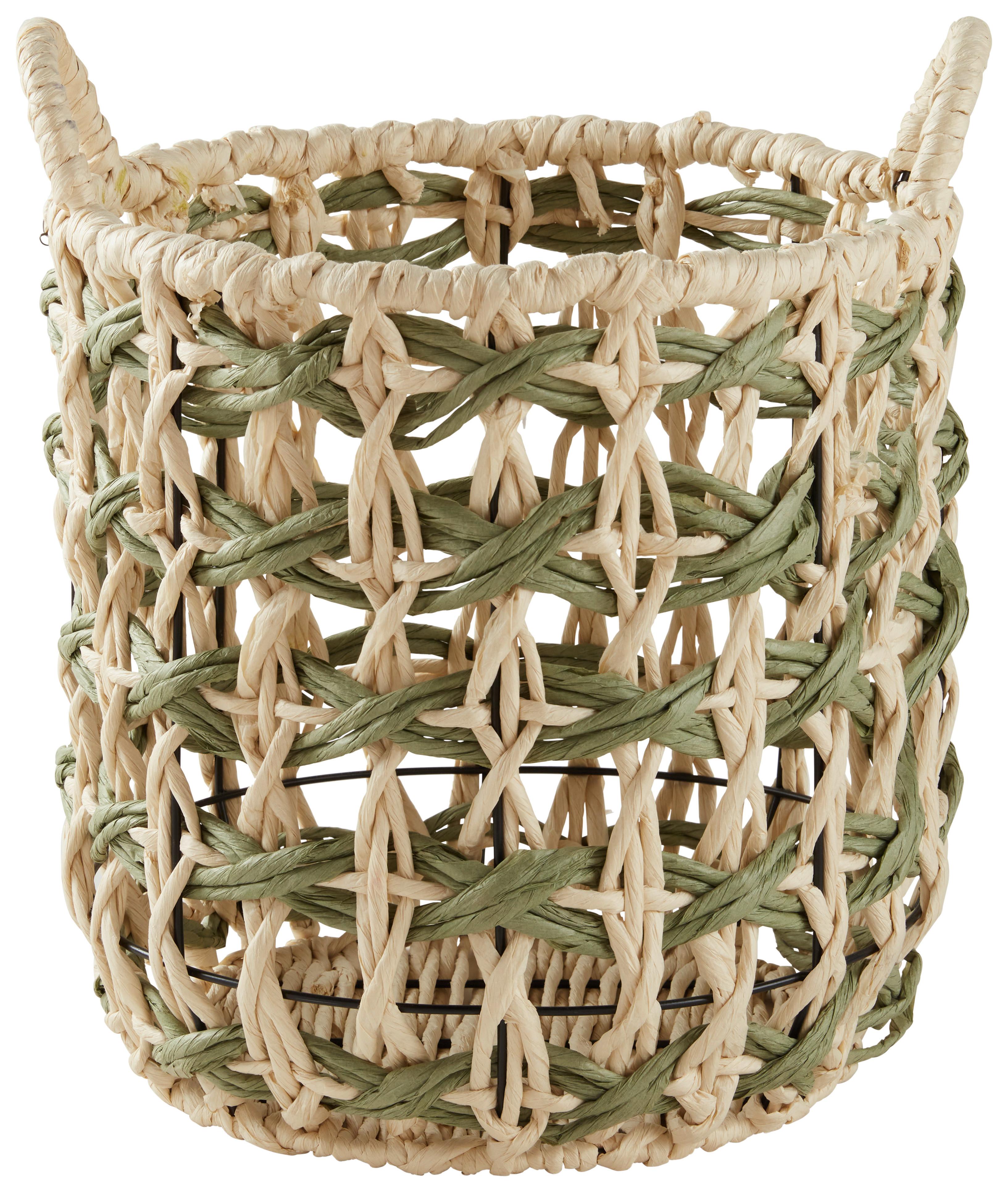 Korb Alphonse In Naturfarben - Naturfarben/Grün, Konventionell, Papier/Metall (31/31cm) - Zandiara