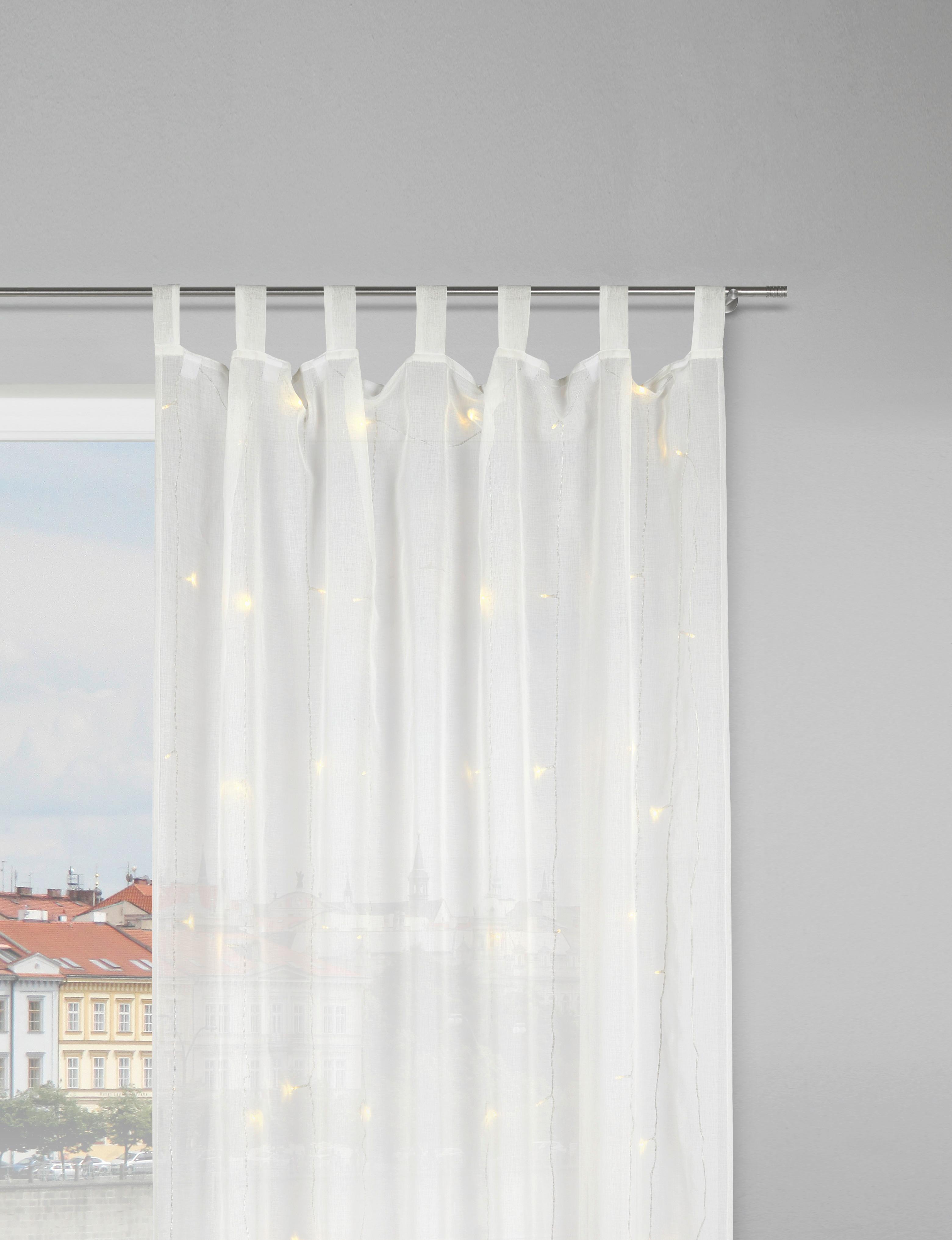 Zavesa Z Zankami Lights - bela, Romantika, tekstil (140/245cm) - Modern Living