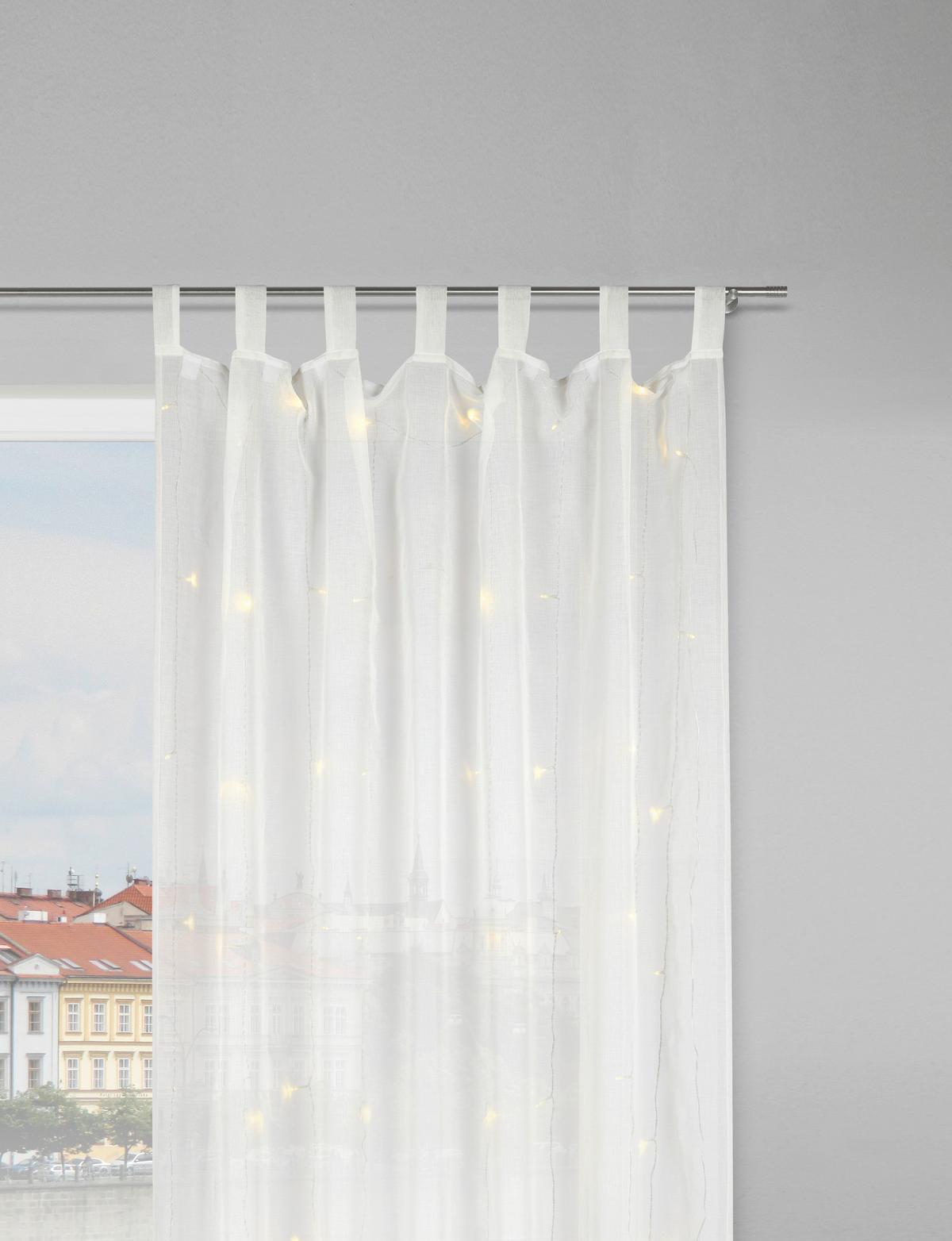 Zavjesa S Omčama Lights - bijela, Romantično / ladanjski, tekstil (140/245cm) - Modern Living