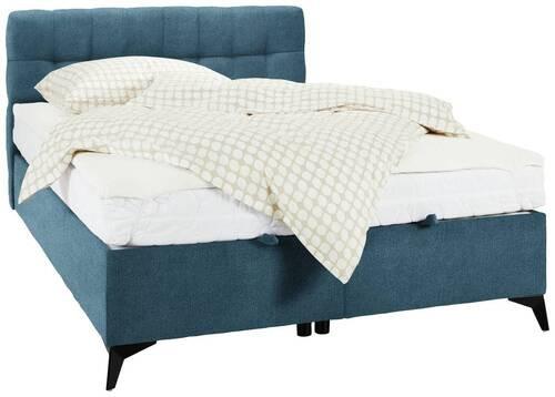 Boxbett in Hellblau ca. 140x200cm - Schwarz/Hellblau, KONVENTIONELL, Holzwerkstoff/Kunststoff (140/200cm) - Mömax
