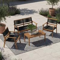 Loungegarnitur ENRICA - Schwarz/Akaziefarben, Modern, Holz/Kunststoff (120/84/70cm) - Bessagi Garden