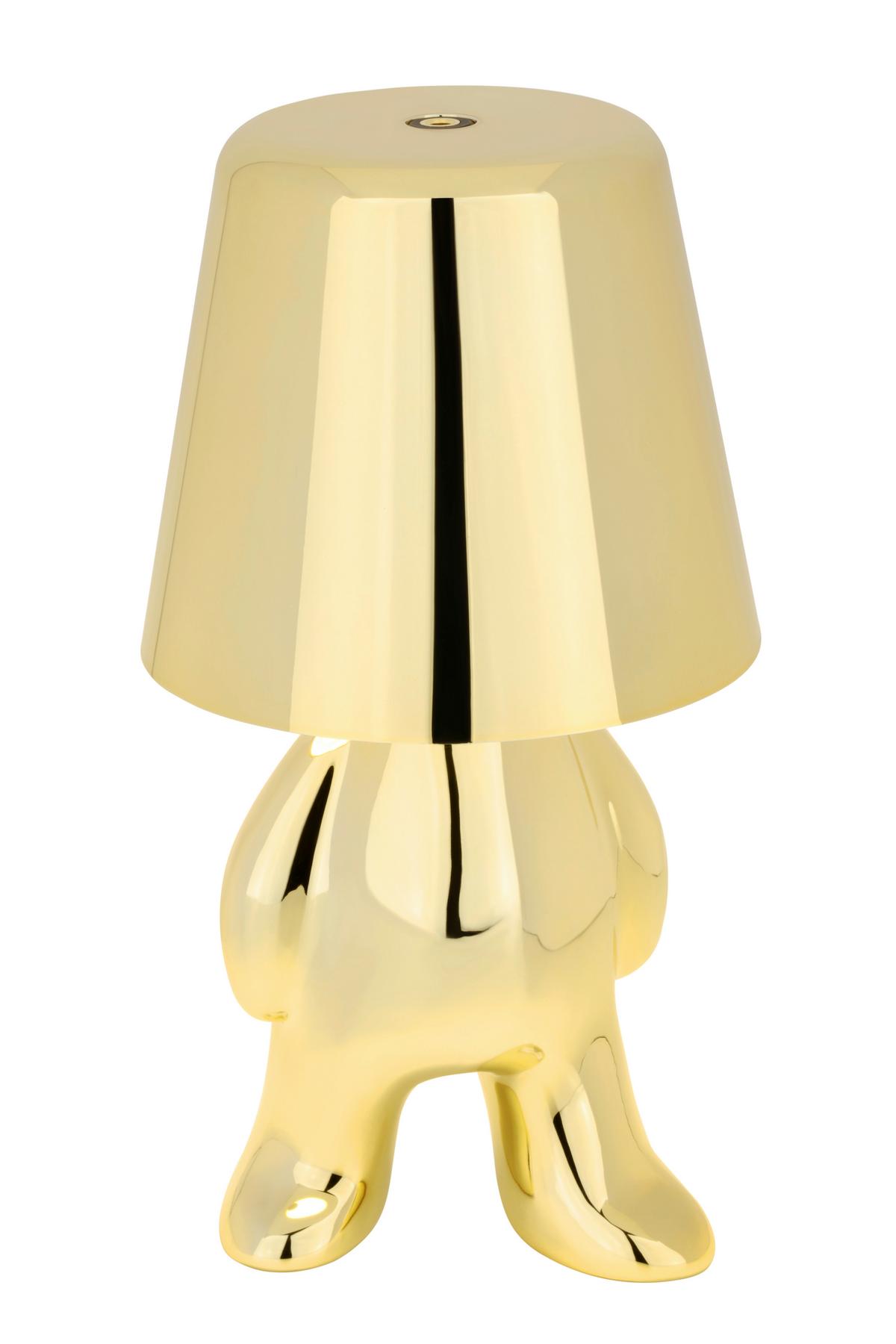LAMPA STOŁOWA Z AKUMULATOREM BROOKLYN - kolor złoty, Trend, tworzywo sztuczne/metal (9/17cm) - Novel