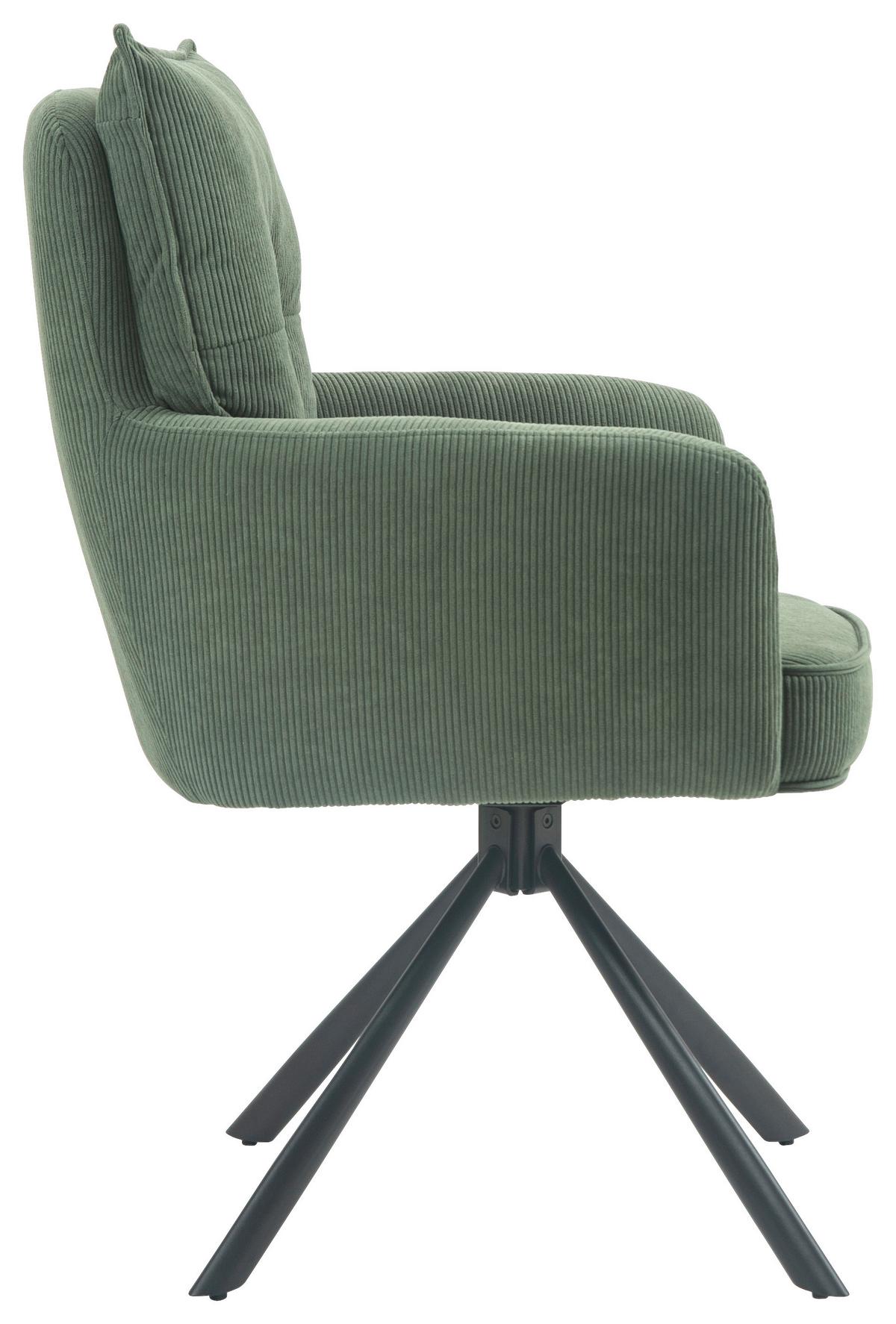 KRZESŁO Z PODŁOKIETNIKAMI POINT -EXKLUSIV- - czarny/oliwkowa zieleń, Design, metal/tkanina (60/95/67cm) - Novel