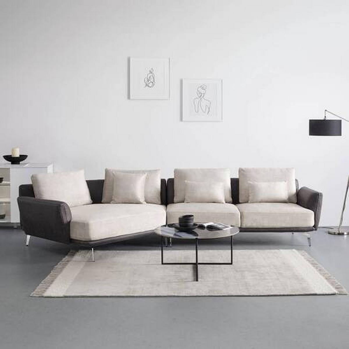 Canapea modulara MARA - bej/gri închis, Modern, lemn/metal (351/69/163cm) - Bessagi Home