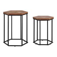 Beistelltischset in Schwarz/Akaziefarben - Schwarz/Akaziefarben, Modern, Holz/Metall (40-36/40-36/50-45cm) - Mömax