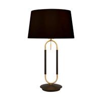 Asztali Lámpa Jazz Eu41431sb - fekete/sárgarézszínű, Lifestyle, textil/fém (37/37/63cm)