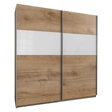 Schwebetürenschrank in Eichefarben/Weiß - Eichefarben/Alufarben, KONVENTIONELL, Holzwerkstoff/Metall (135/200/64cm) - Mömax