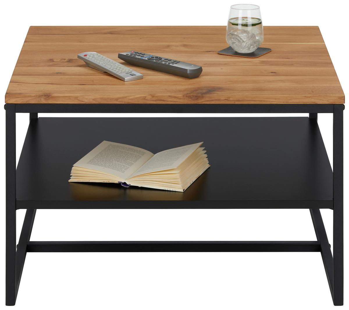 Couchtisch aus Wildeiche massiv - Eichefarben/Schwarz, Lifestyle, Holz/Holzwerkstoff (70/70/45cm) - Mömax