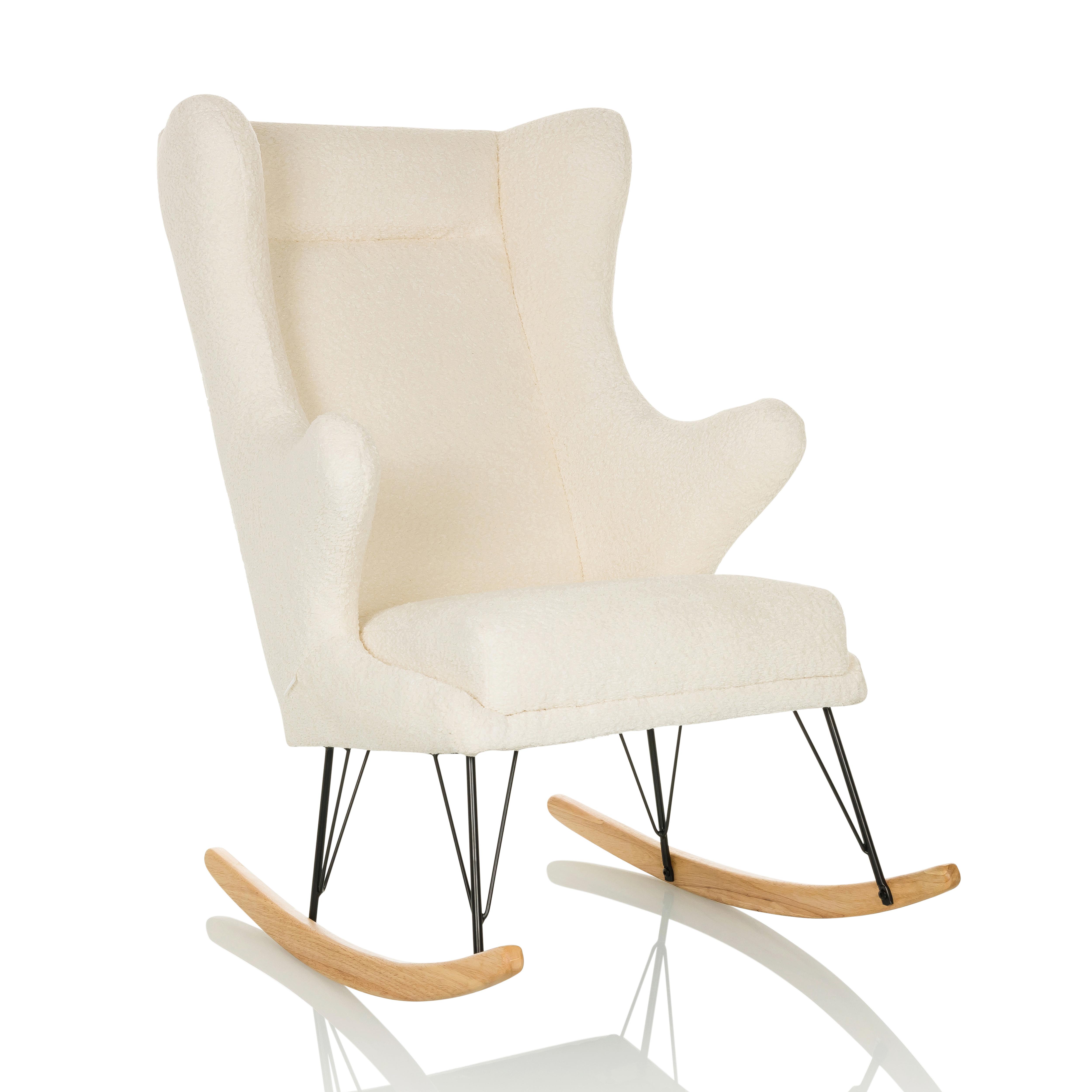 Naslanjač Mapoon, Bela - svetlo rjava/črna, Moderno, kovina/tekstil (68/110/90cm) - MID.YOU