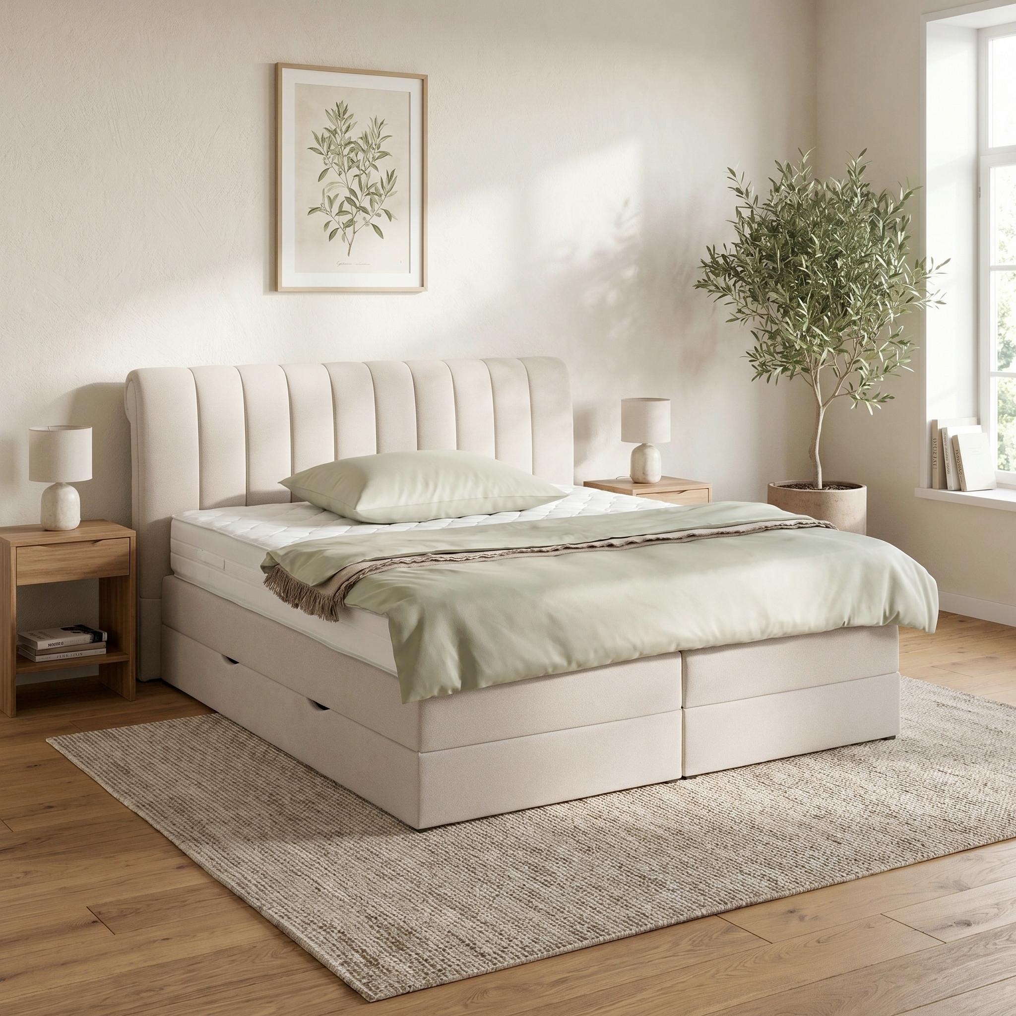 Boxspringbett Belano Beige ca. 180x200cm - Beige, KONVENTIONELL, Holz/Holzwerkstoff (180/200cm) - Premium Living