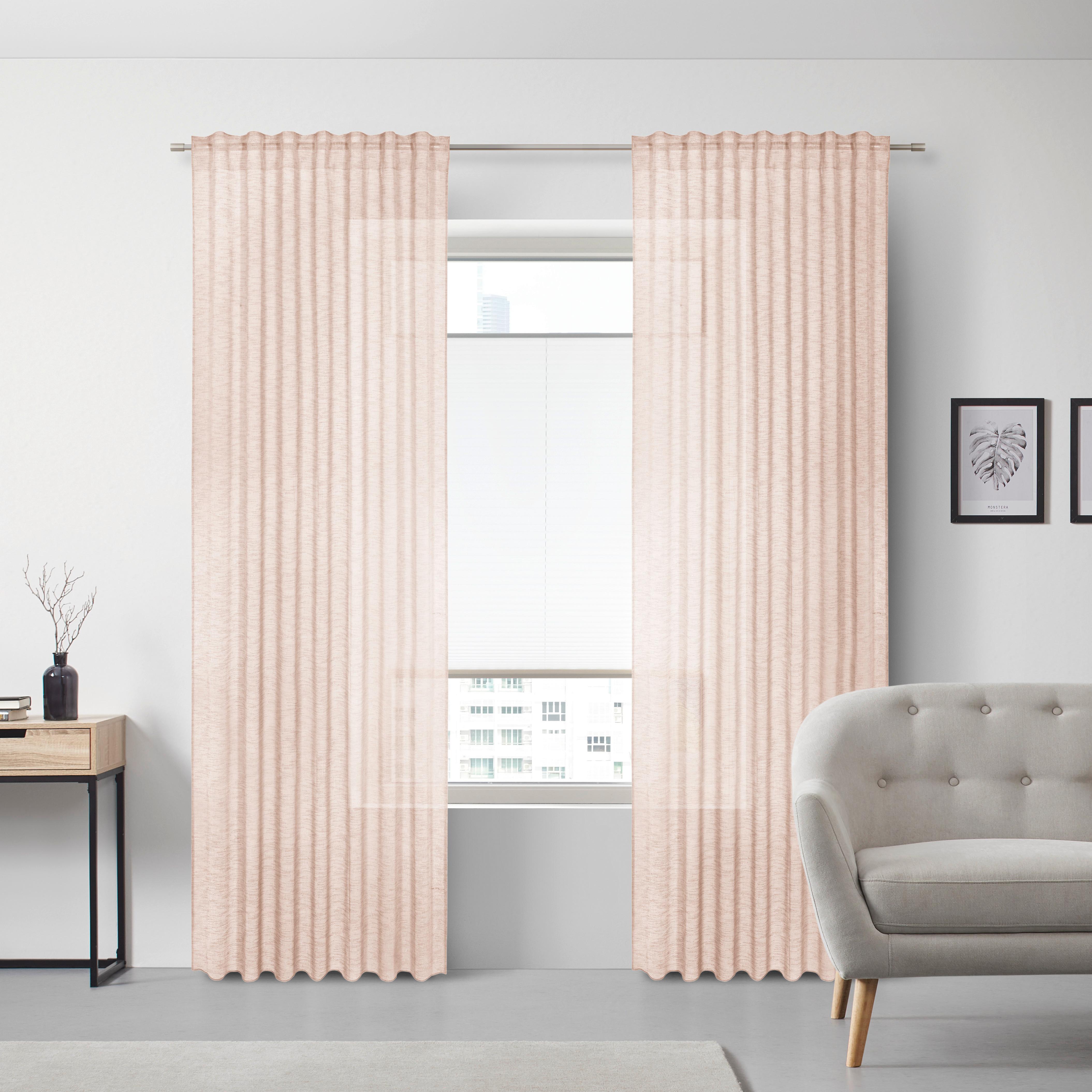 GARDINLÄNGD SIGRID -EXT- - rosa, Romantik / Lanthus, textil (140/245cm) - Premium Living