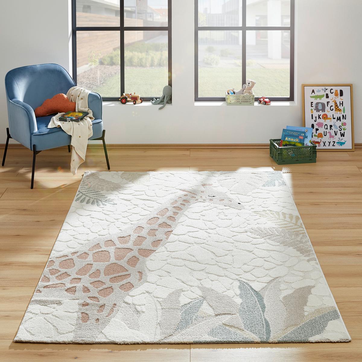DYWAN DZIECIĘCY GIRAFFE - kremowy/różnokolorowy, Trend, tkanina (80/150cm) - Ben'n'jen