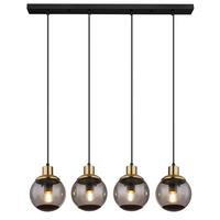 Hängeleuchte Potter Schwarz max. 25 Watt - Messingfarben/Schwarz, Design, Glas/Kunststoff (75/15/110cm) - Globo