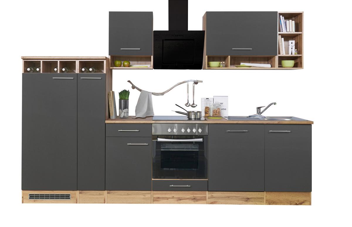 Küchenleerblock LBBEKB310EGC - Wildeiche/Edelstahlfarben, Basics, Holzwerkstoff/Metall (310cm) - Respekta