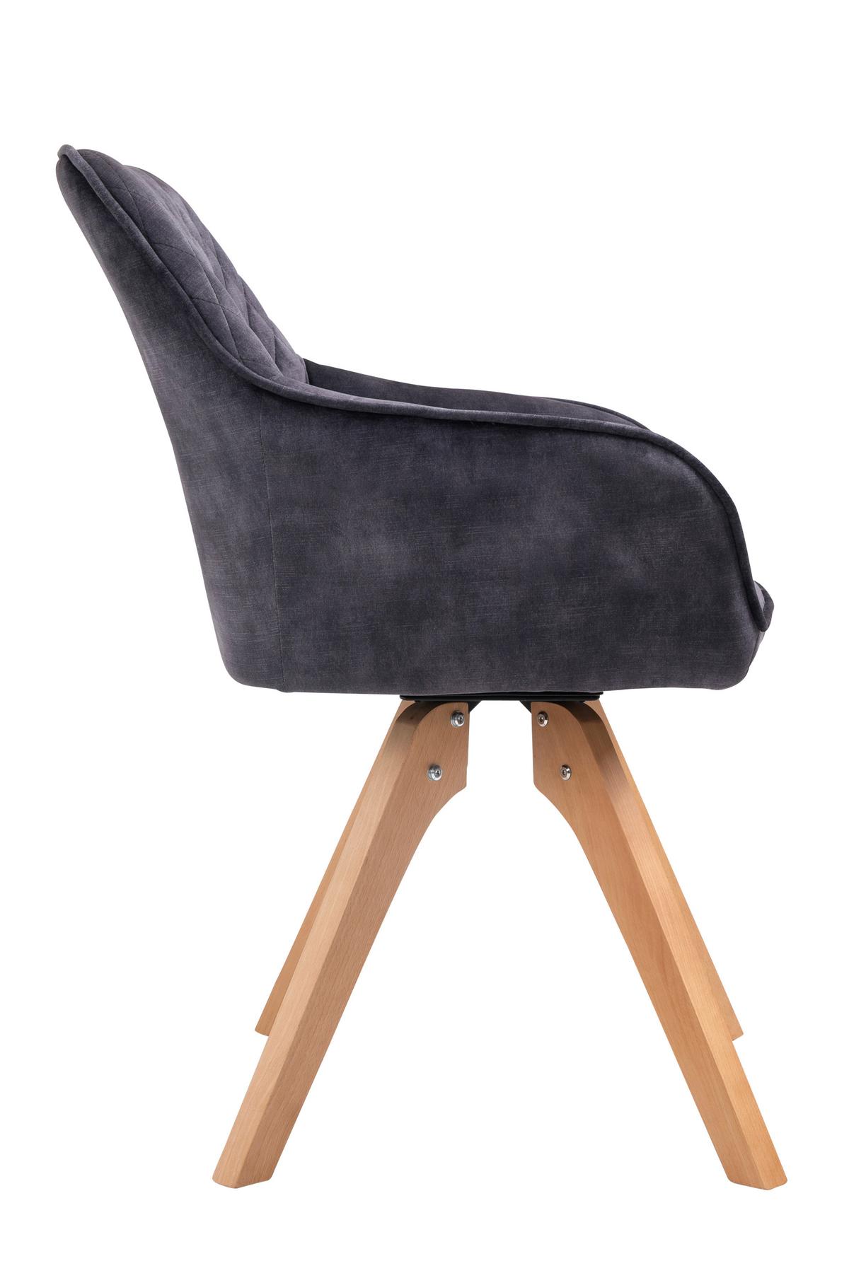 Naslanjač Samt, Črna, Vrtljiv - črna/barve hrasta, Moderno, tekstil/les (59/85/61cm) - Livetastic