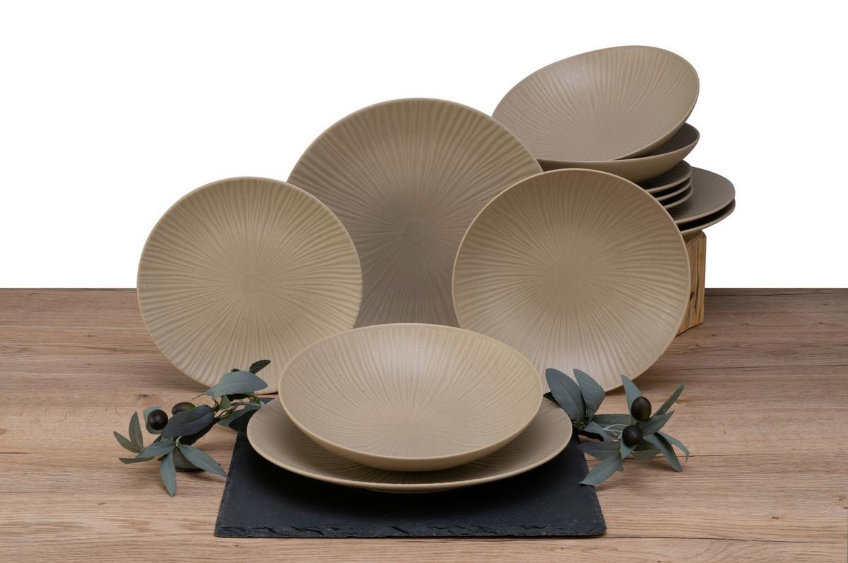 Kombinirani Servis Vesuvio Sand, 12-Delni - peščene barve, Basics, keramika - Creatable