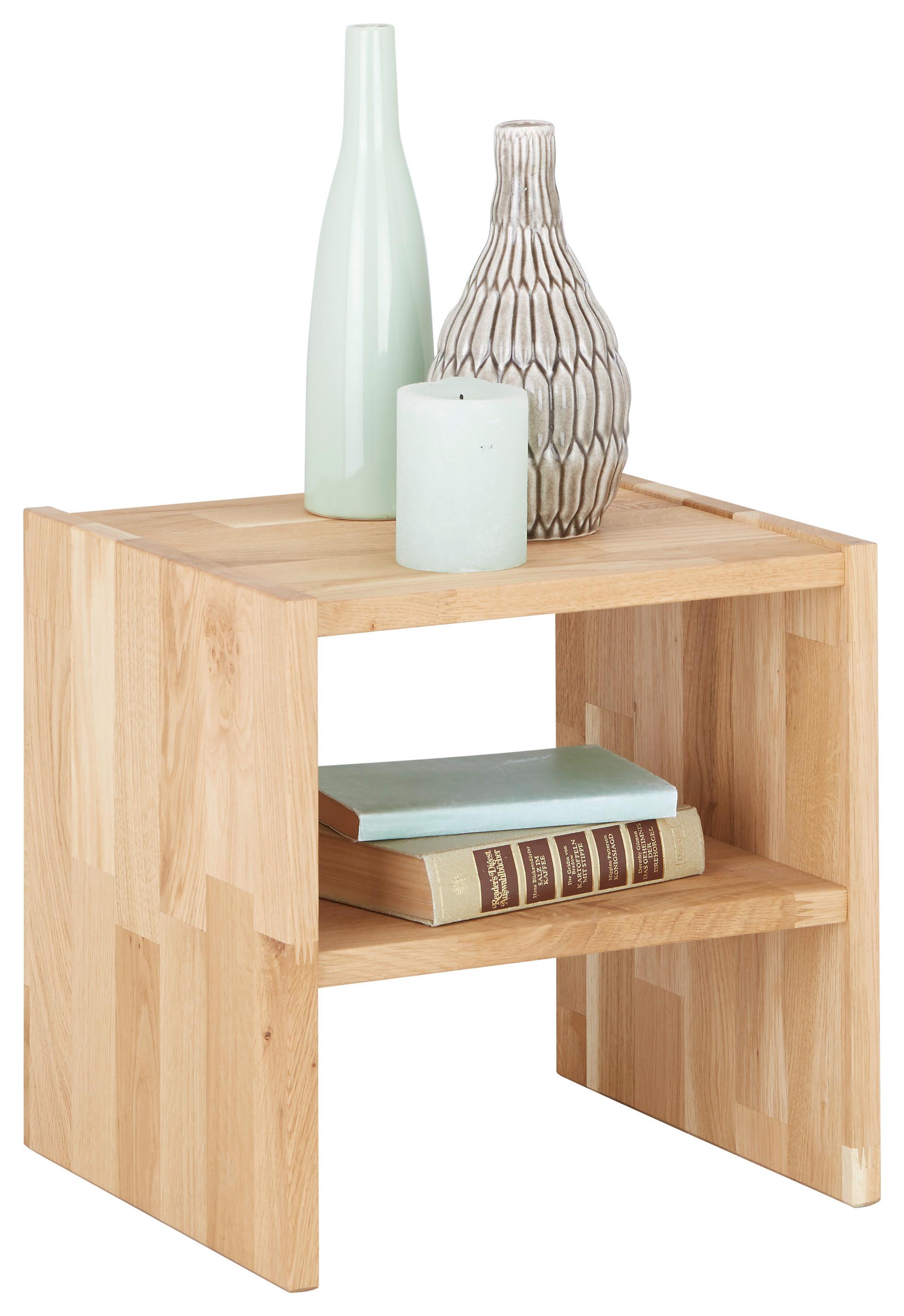 Nachtkästchen aus Eiche massiv - Eichefarben, KONVENTIONELL, Holz (35/33/35cm) - Based