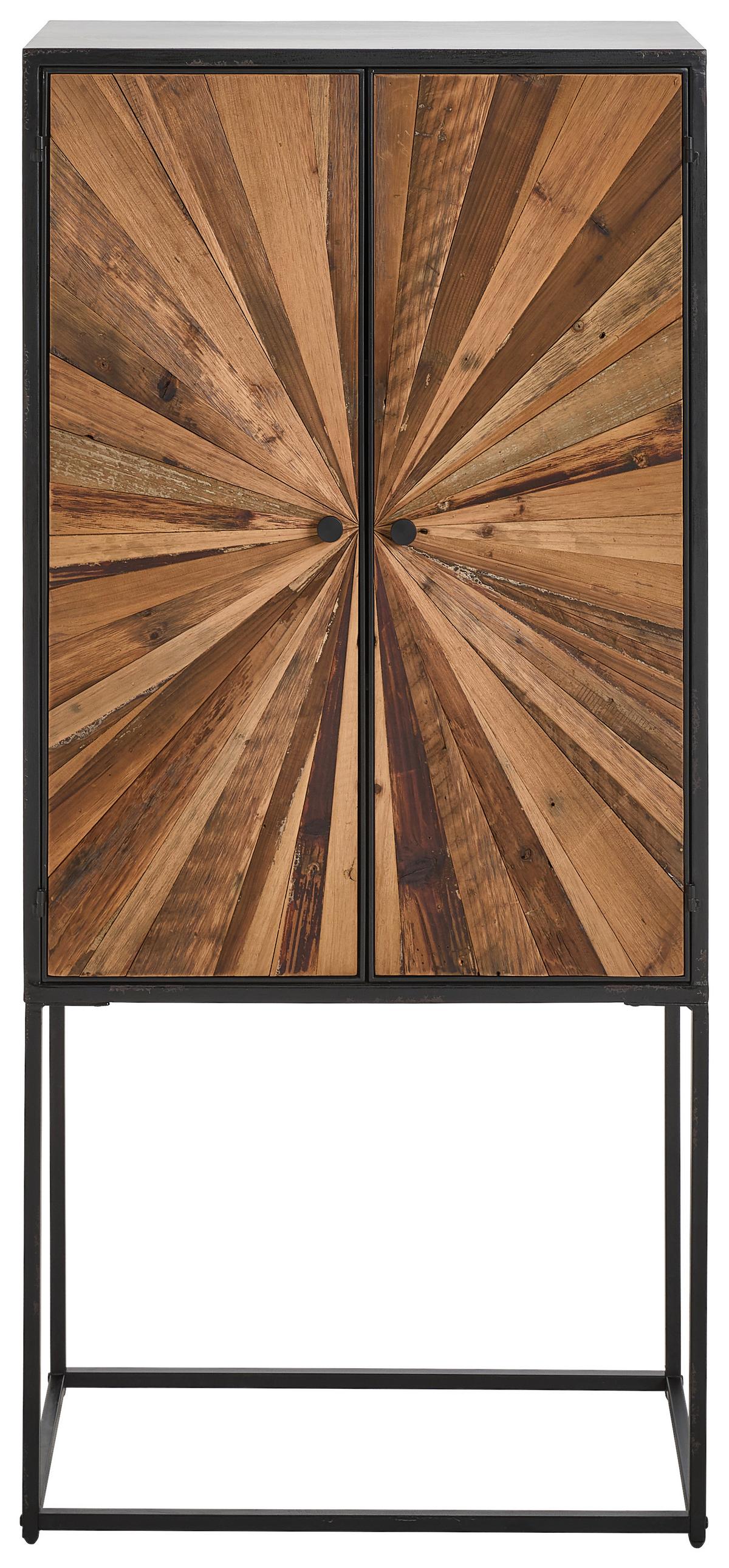 KOMODA WYSOKA ALEX - kolor naturalny/czarny, Lifestyle, metal/drewno (65/141/37cm) - Landscape