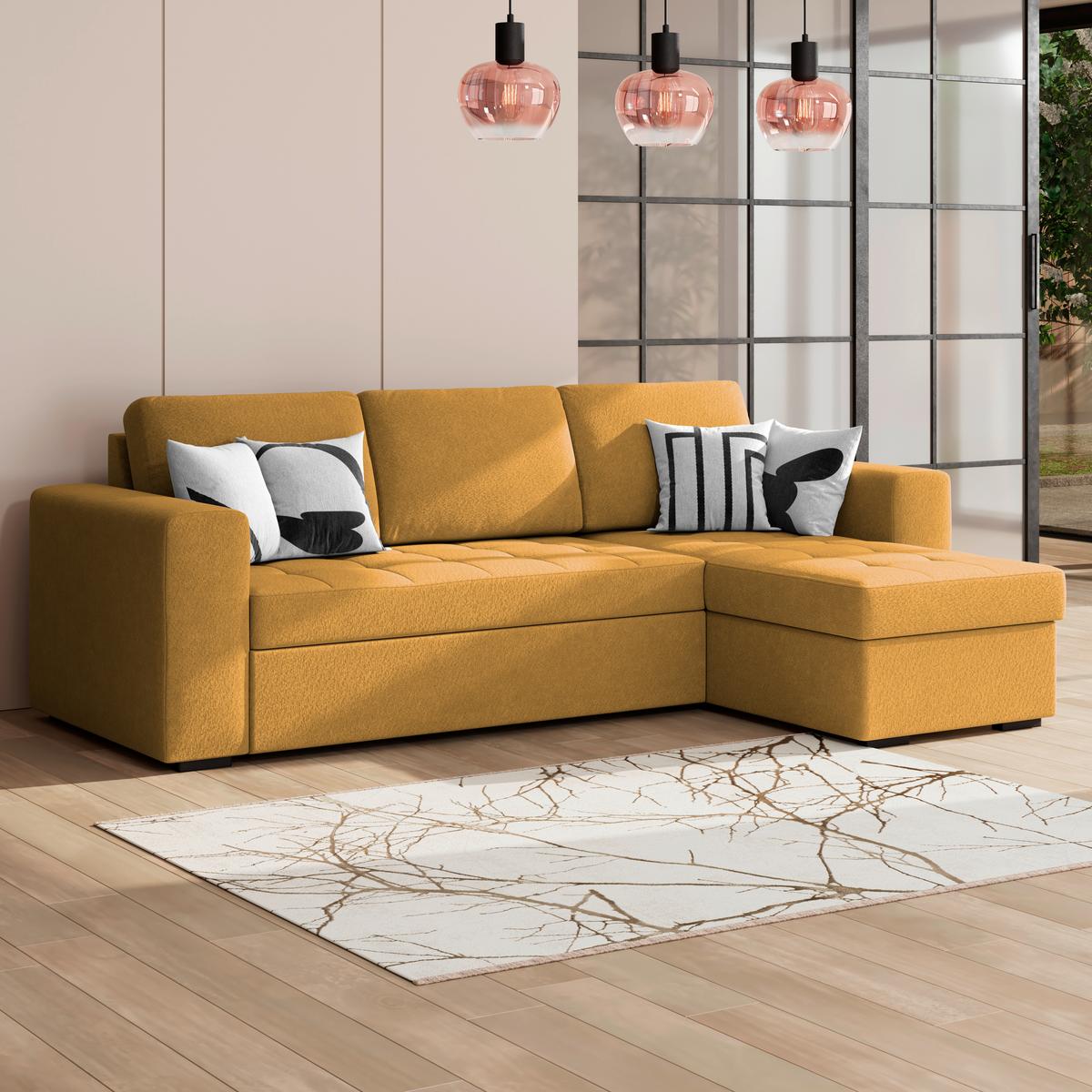 Kutna Garnitura Jan - boje senfa, Trend, tekstil (247/155cm)