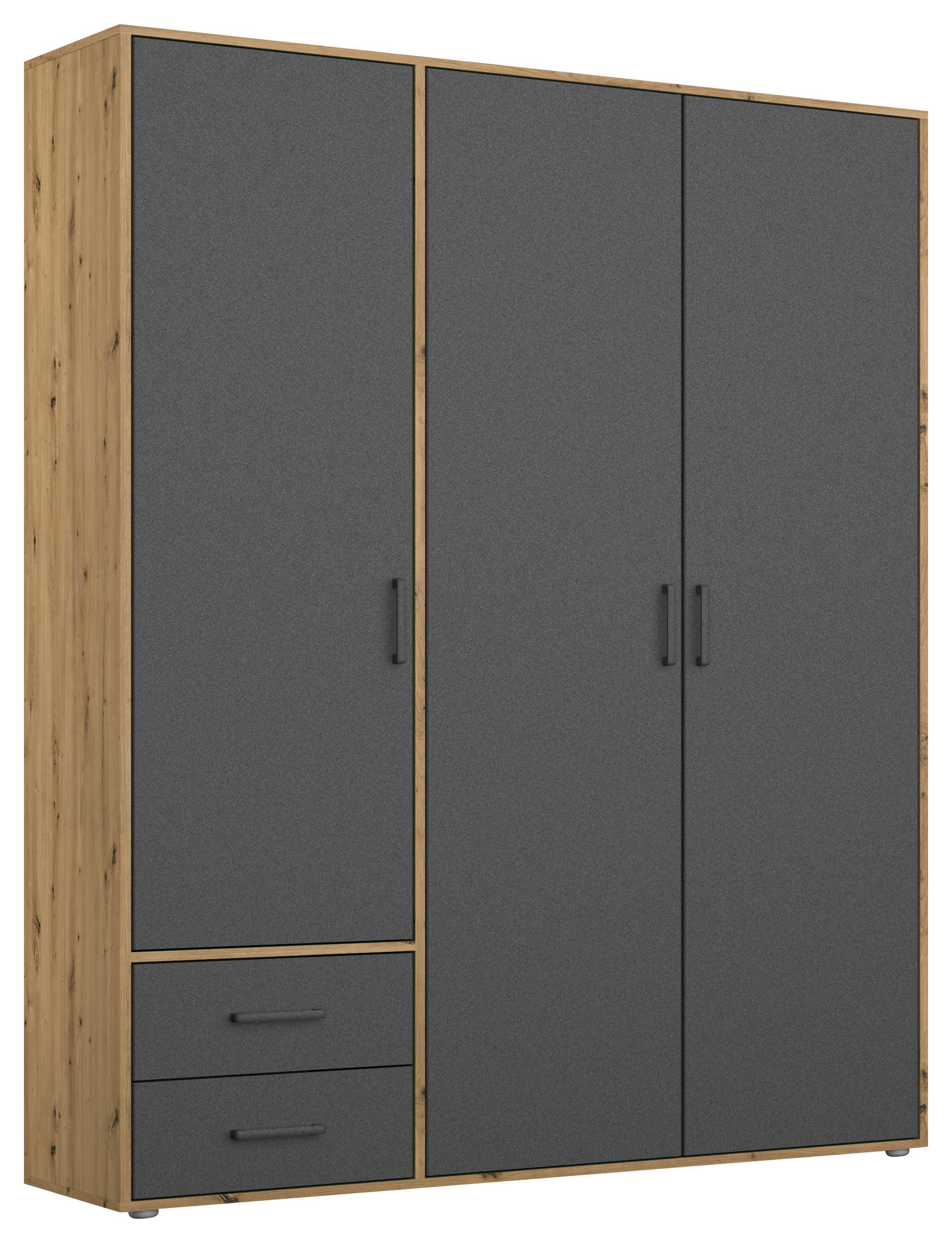 Ormar S Klasičnim Vratima Voyager - siva/hrast Artisan, Moderno, drvni materijal/plastika (140/194/53cm) - Modern Living
