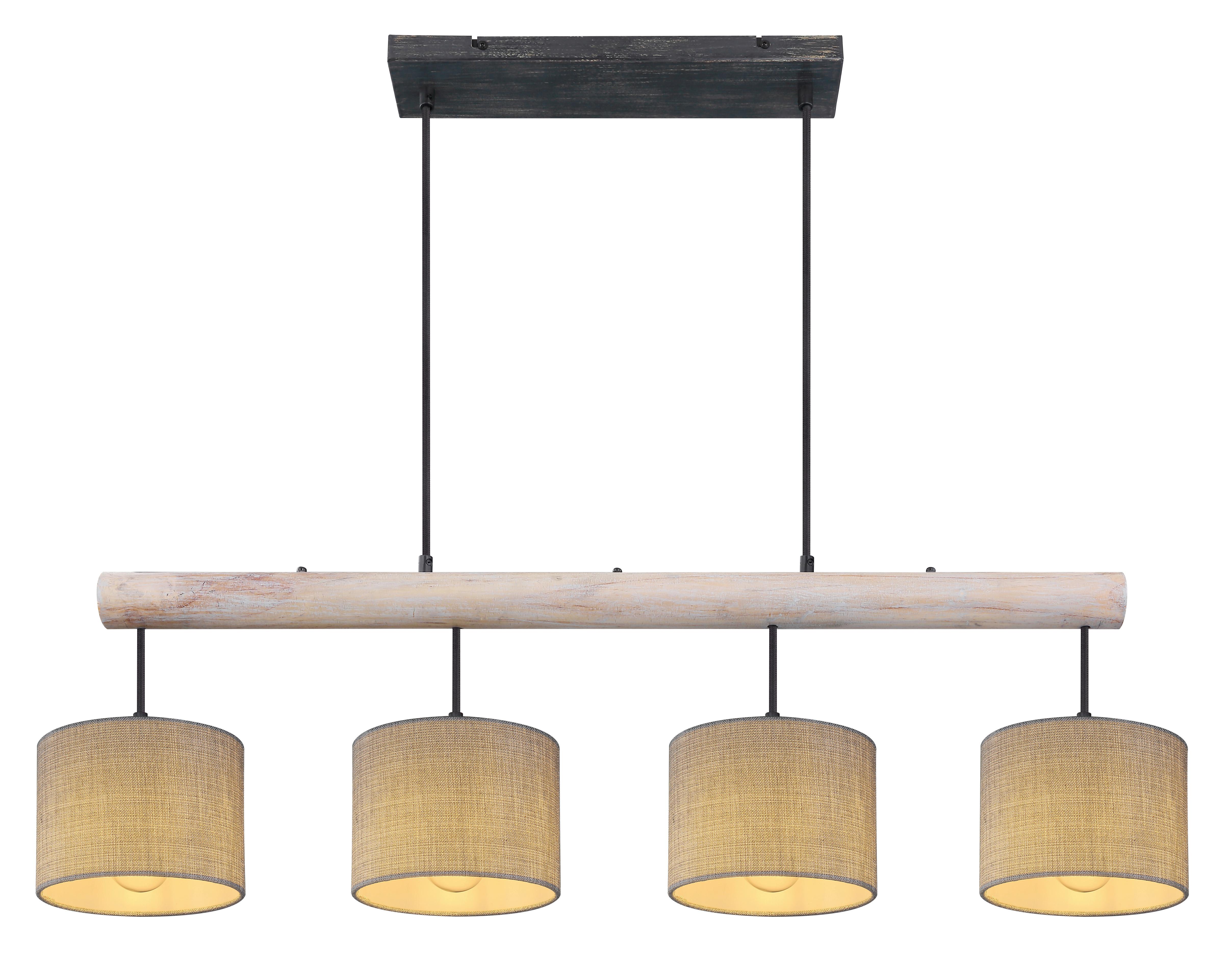 Hängeleuchte Platon max. 40 Watt - Schwarz/Grau, MODERN, Holz/Textil (102/18/120cm)