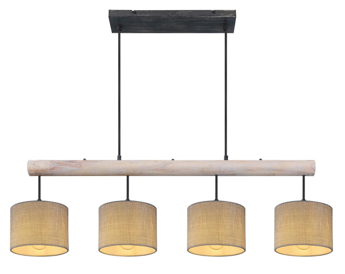 Lampa wisząca PLATON ok. 102x18x120 cm - czarny/szary, Modern, metal/drewno (102/18/120cm)