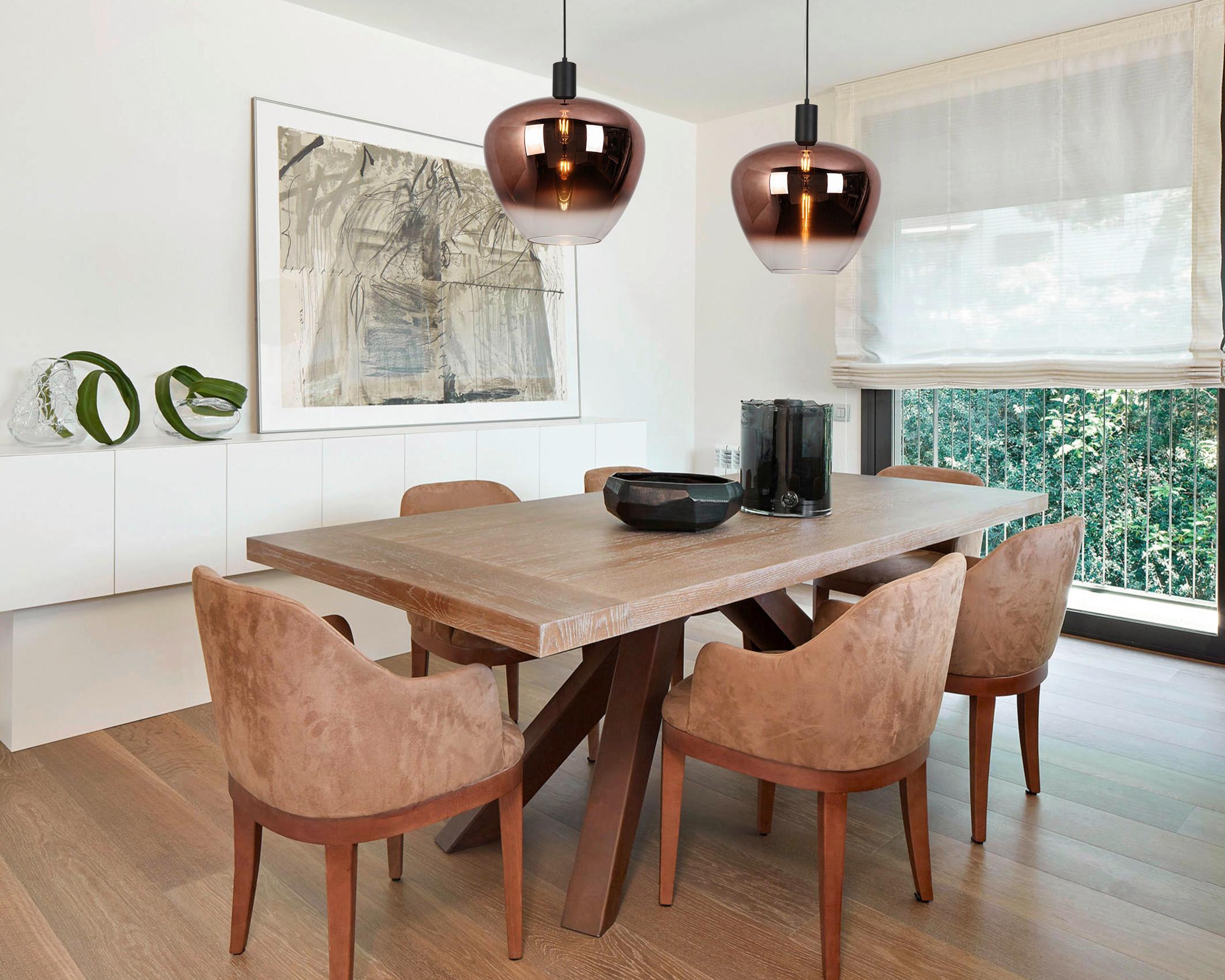 HÄNGLAMPA SCHÖN - svart/kopparfärgad, Modern, metall/glas (40/120cm) - Mömax