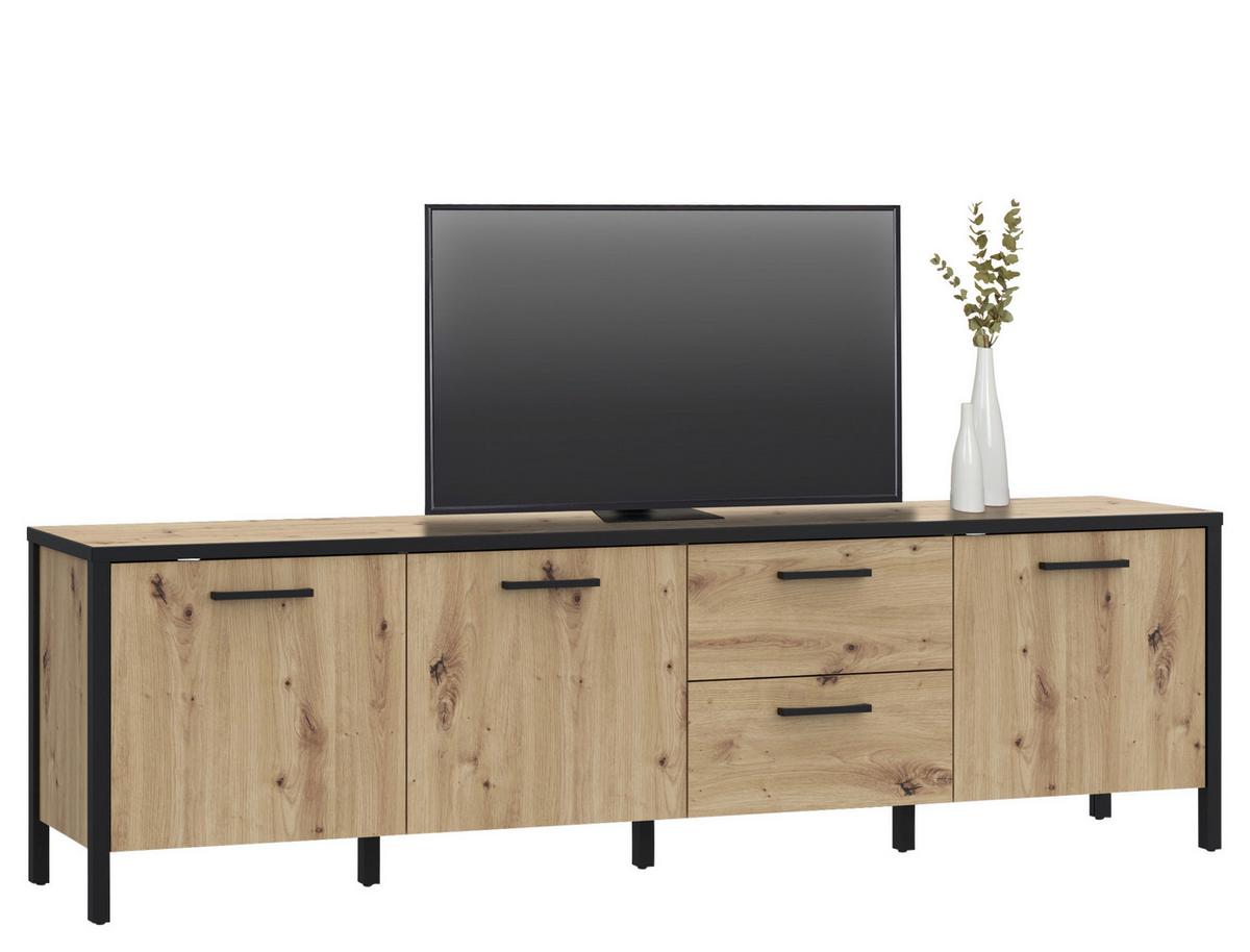Tv Komoda Kirikus - hrast Artisan/crna, Lifestyle, drvni materijal (184,5/54,3/40,2cm) - Modern Living