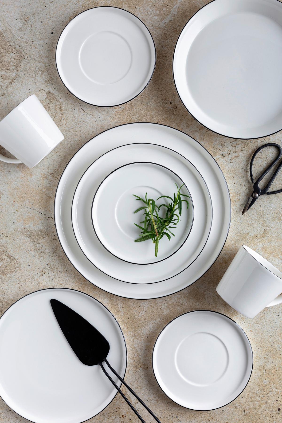 TAFELSERVICE SITA - Weiss/Schwarz, Trend, Keramik - Mäser