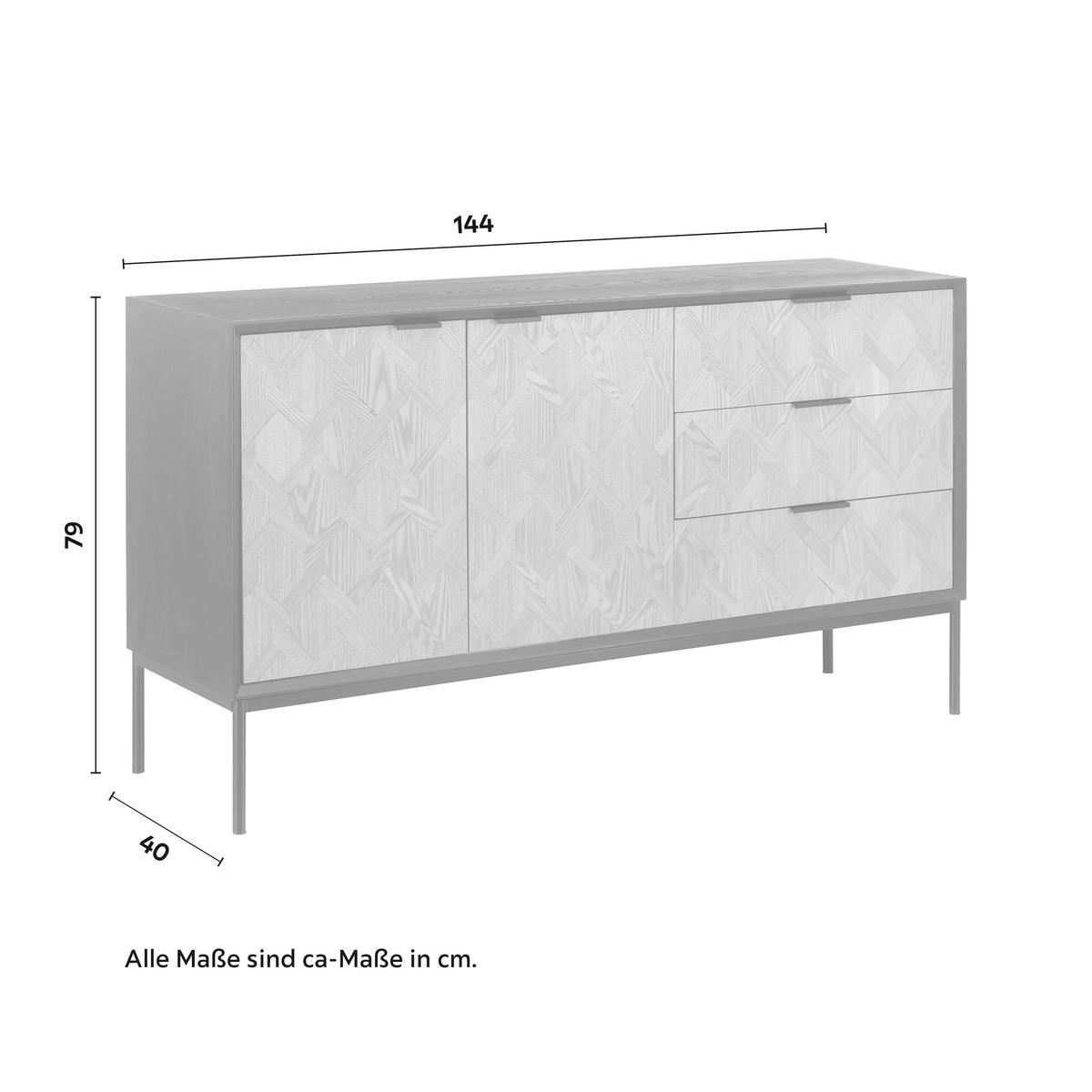 SIDEBOARD MILANO - Eschefarben/Schwarz, Modern, Holz/Metall (144/79/40cm) - Bessagi Home