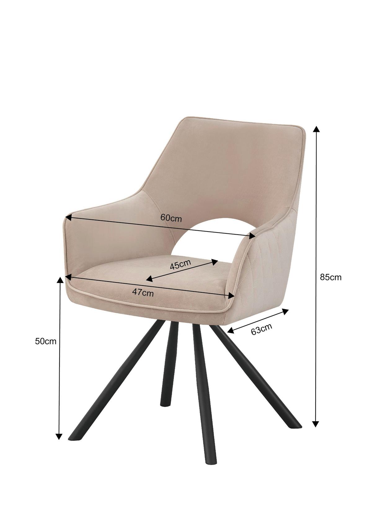 KRZESŁO Z PODŁOKIETNIKAMI JACK -HOM IN EXKLUSIV- - czarny/jasnoniebieski, Design, metal/tkanina (60/85/63cm) - Hom`in