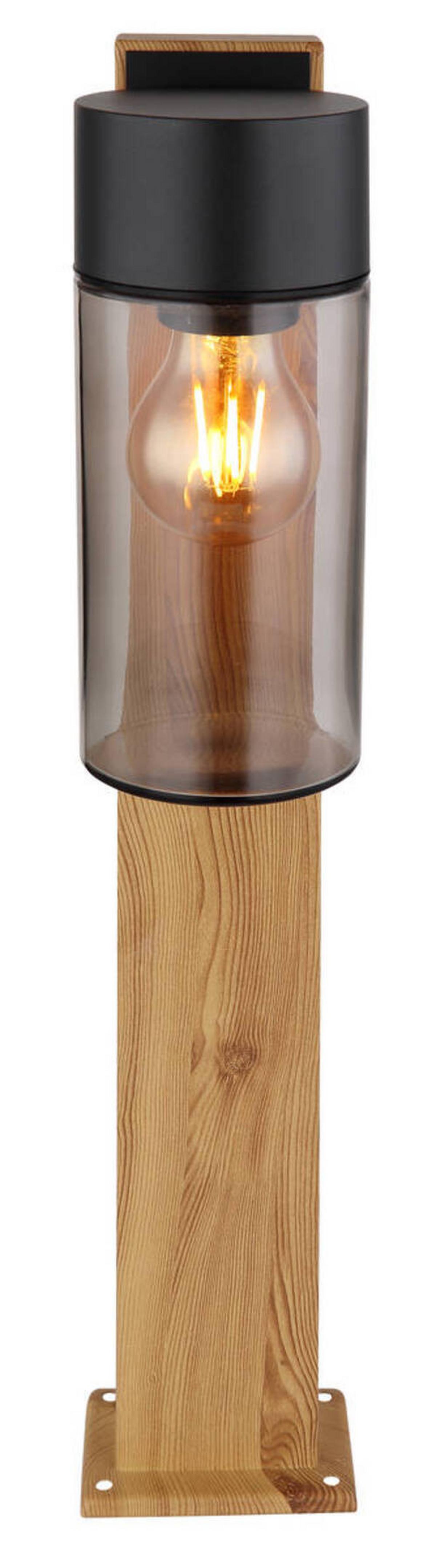 Außenleuchte Etsi Schwarz matt max. 40 Watt - Schwarz, Natur, Glas/Metall (9/14,5/50cm) - Globo