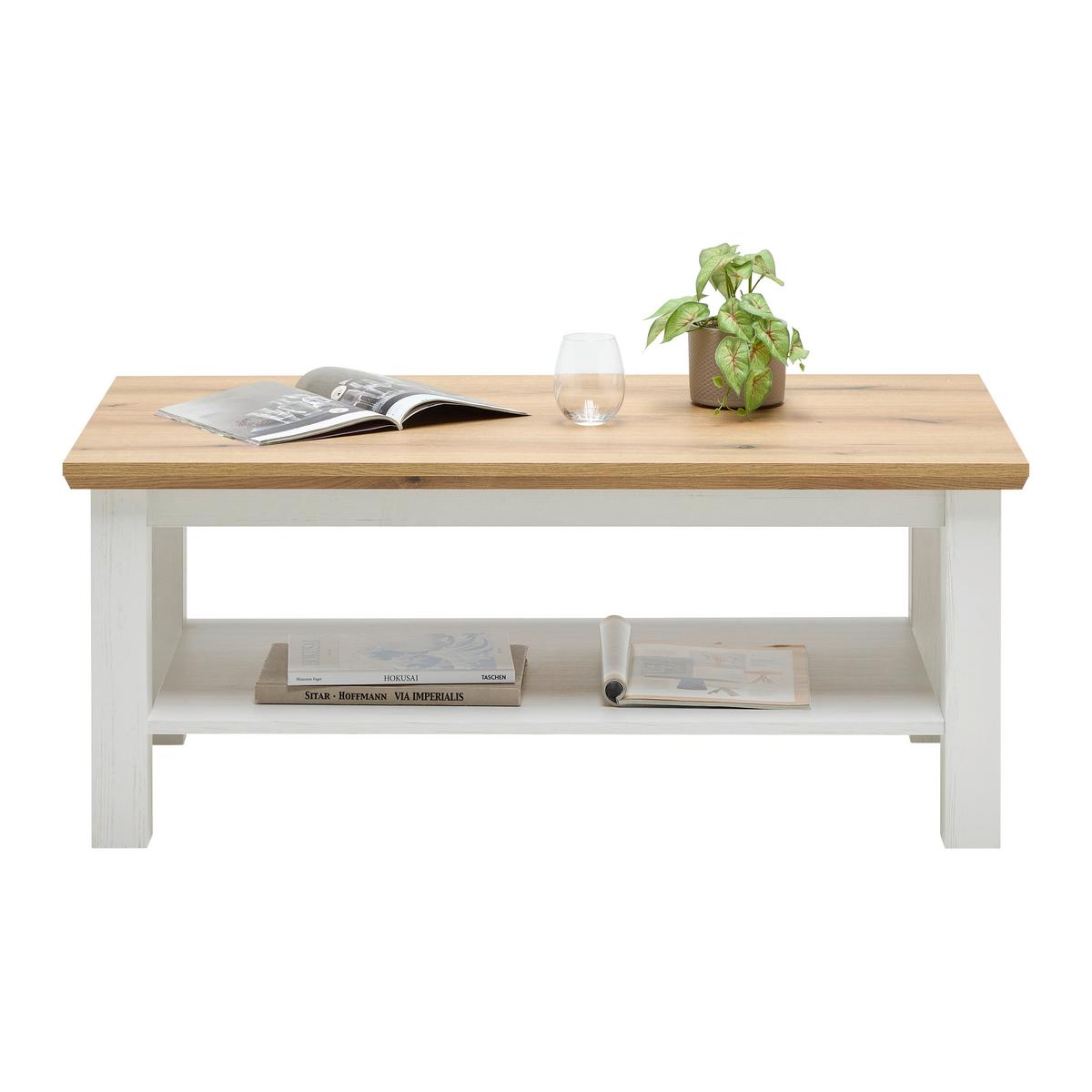 Couchtisch Korsika Eichefarben/Weiß - Eichefarben/Weiß, ROMANTIK / LANDHAUS, Holzwerkstoff (110/45/60cm) - Mömax